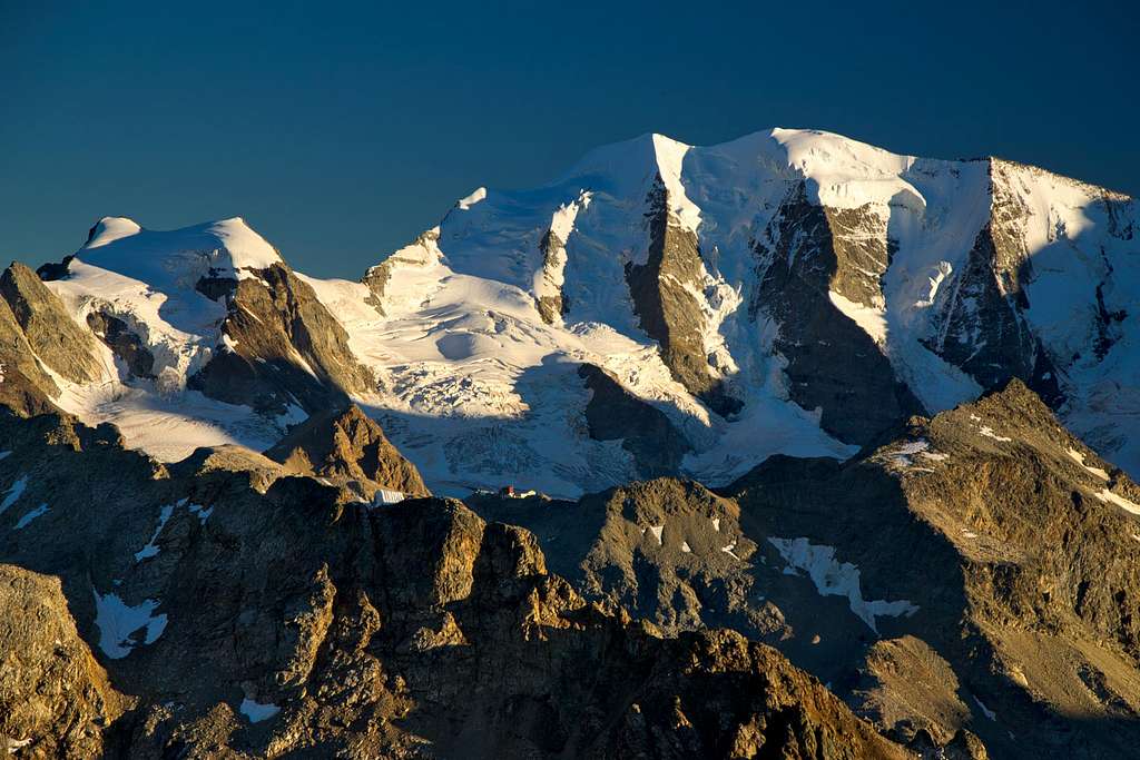 Piz Cambrena (3603 m), Piz Palü (3905 m) and Munt Pers (3207 m)