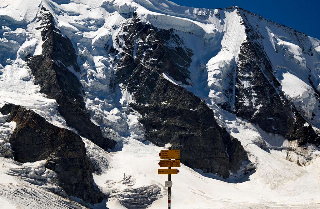 Face to face with the north wall of Piz Palü