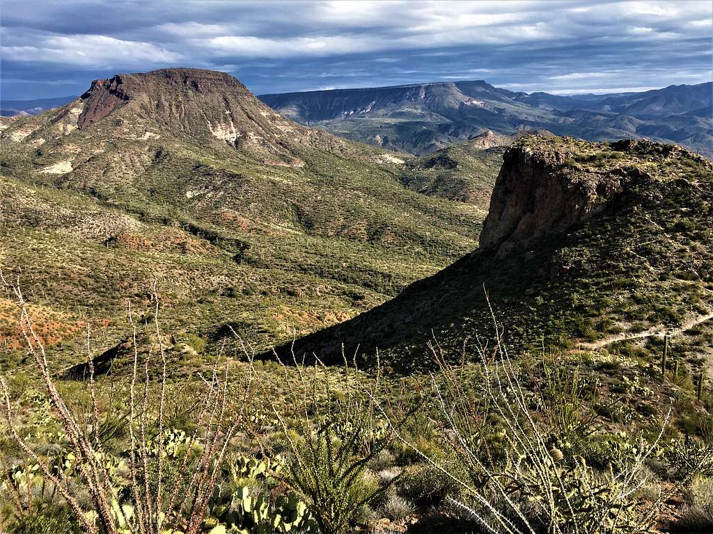 View east to Indian Fortress, Sugarloaf, and Skull Mesa