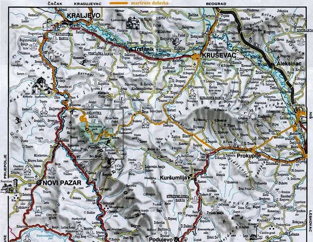 Map of Kopaonik massif and...