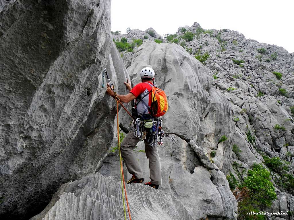 Waves, needles, small channels, bizarre rock formations in Velika Paklenica canyon