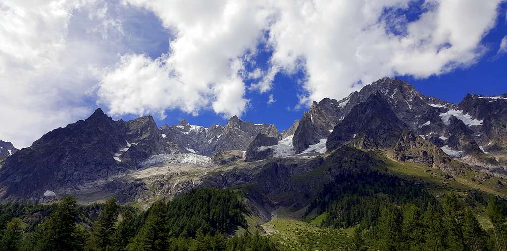Monte Bianco Group seen from Val Ferret