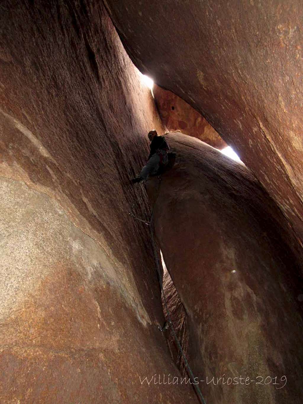Dow leading the unpublished 5.10a in the Chasm