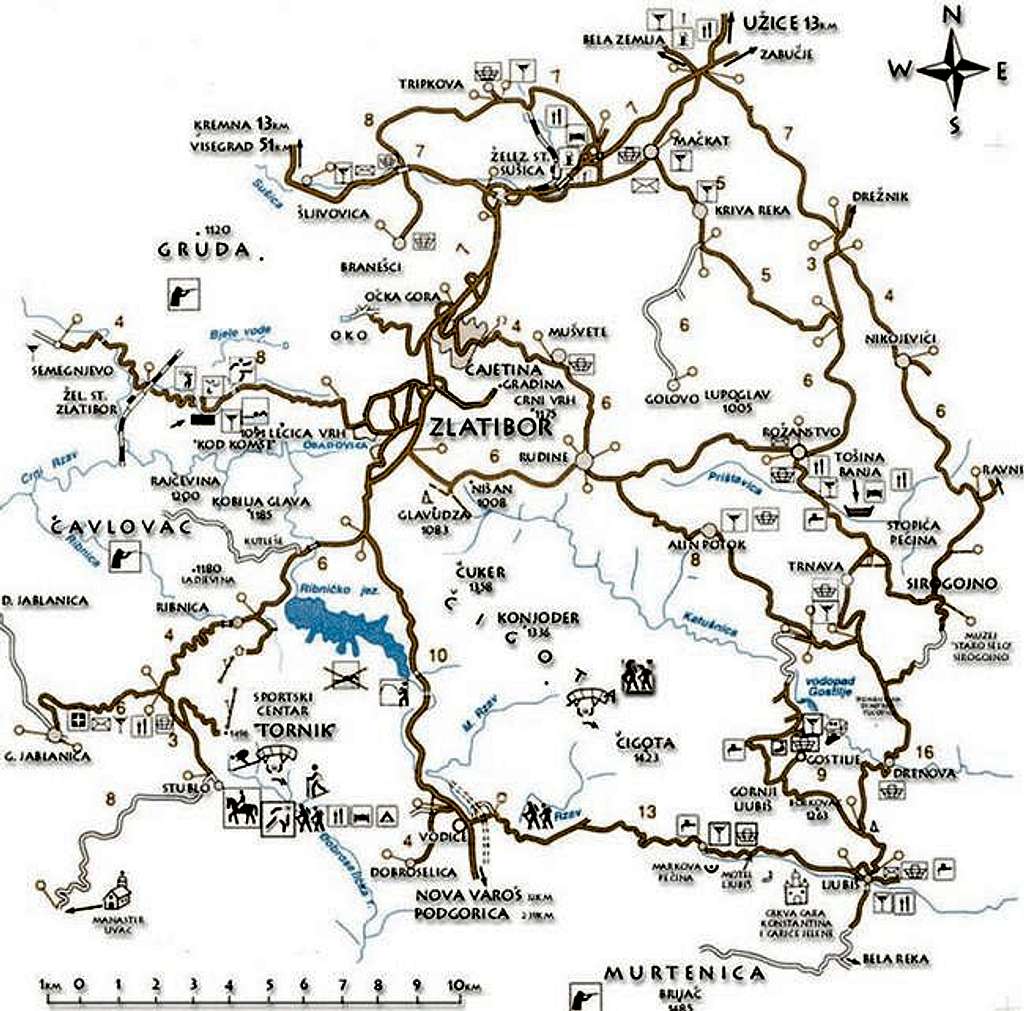 Map of Zlatibor area.