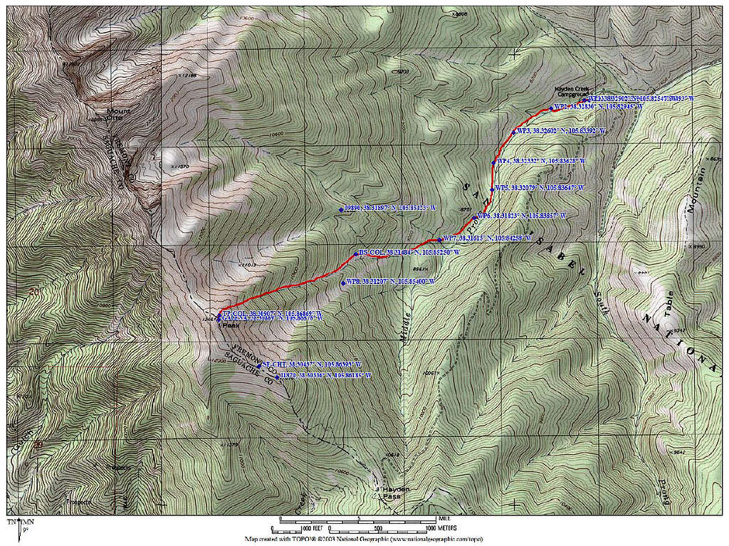 topo map with route