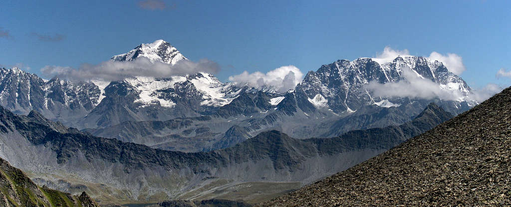 Grand Combin and Mont Vélan from Col du Ban Darrey