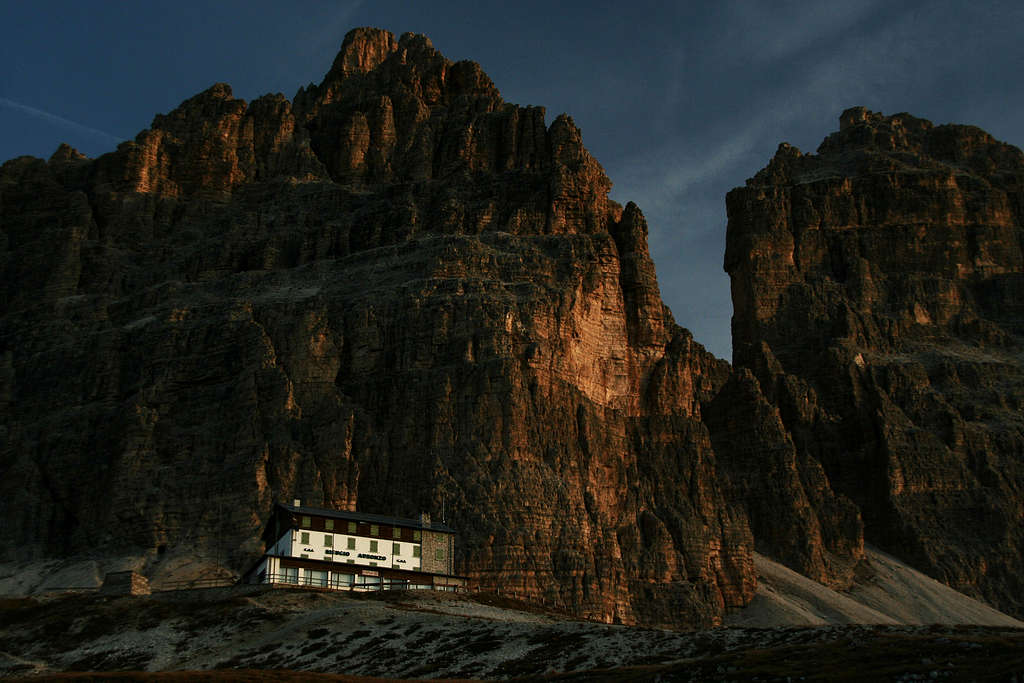 Auronzo mountain hut at the Tre Cime di Lavaredo
