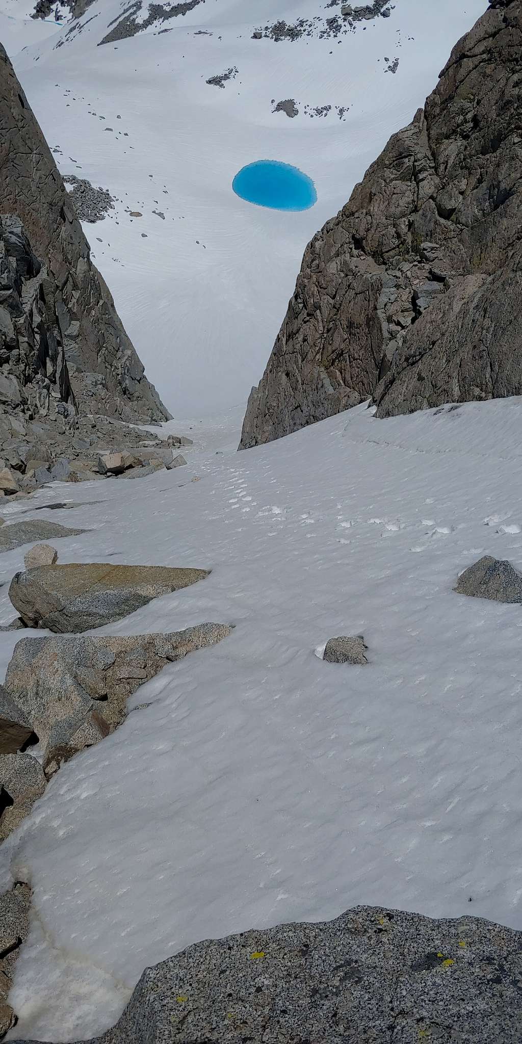 Looking down the NE Couloir of Point Powell 06-22-2019