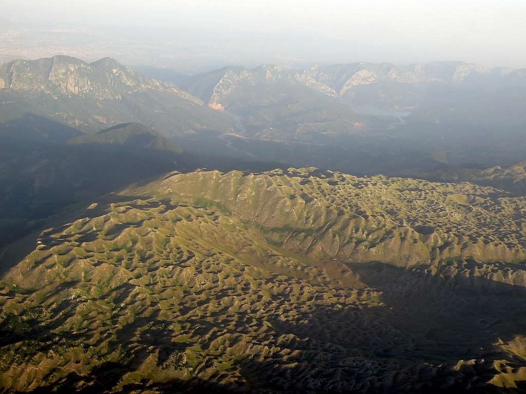 Aerial view of karst plateau Mali i Micekut te Shemerise