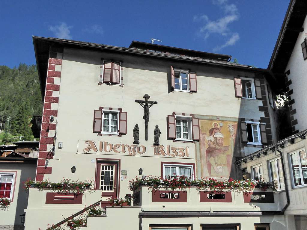 The historical Hotel Rizzi at Pera di Fassa