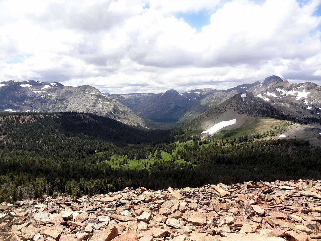 From Lost Lakes Peak, Hope Valley below