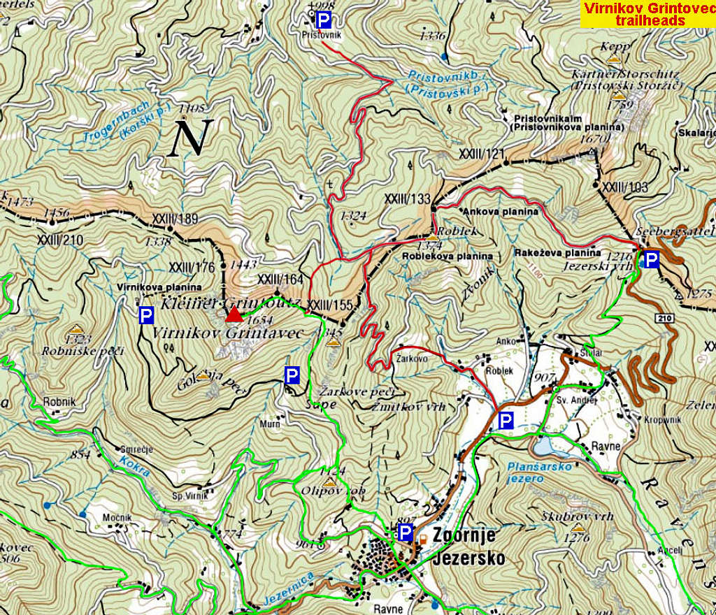 Virnikov Grintovec map