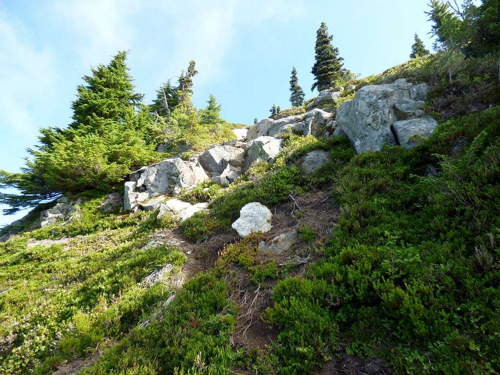 The minor scramble at the beginning of the northwest ridge route