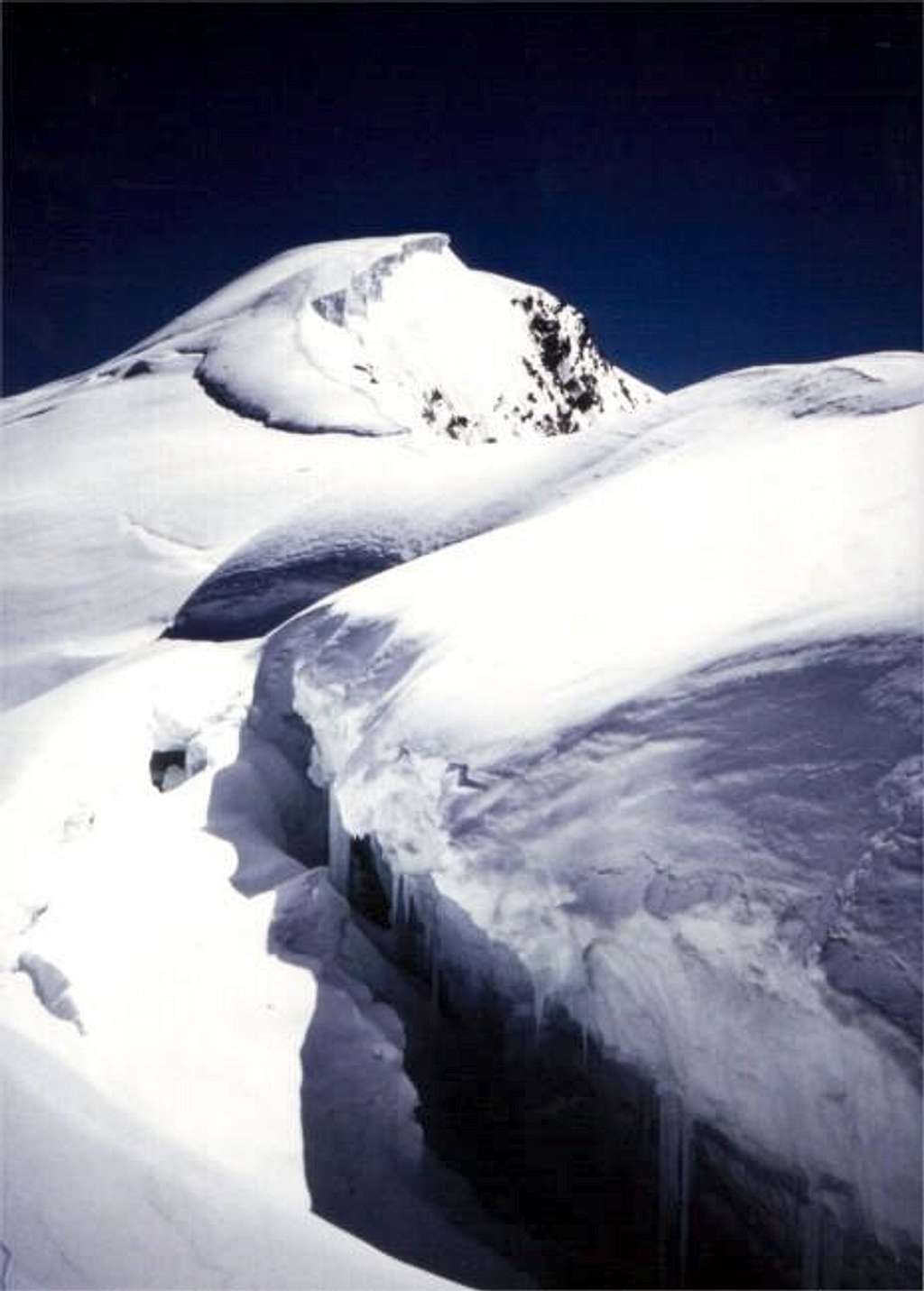 Bergschrund below the summit...