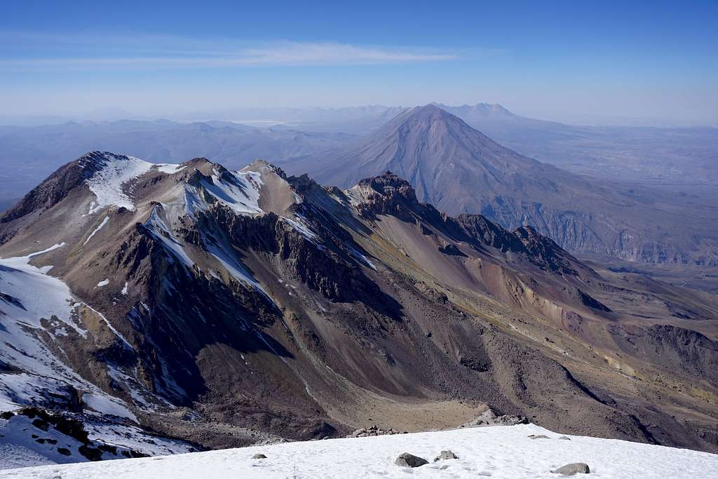 View from Chachani  (6075m / 19.931 ft) towards El Misti Volcano 
