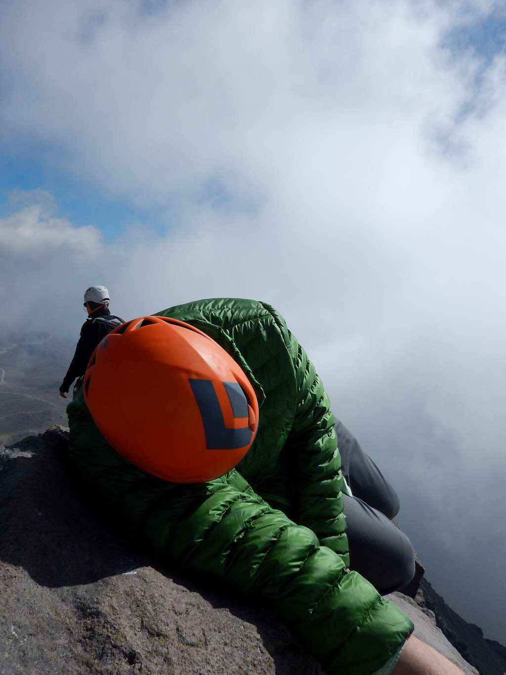 Me on the summit of Nevado de Toluca.   I was not feeling well!
