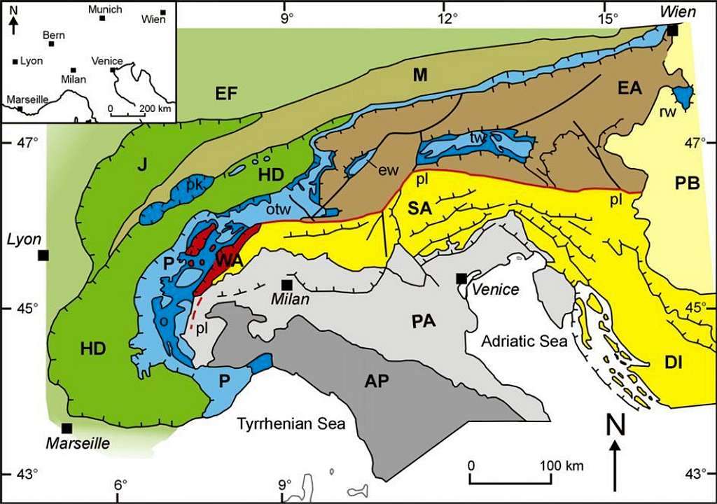Tectonic Map of the Alps