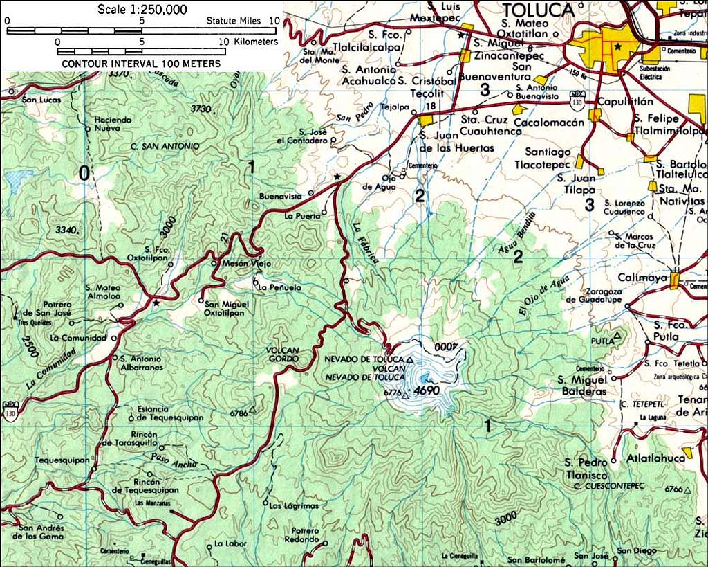 Area Map of Nevado de Toluca