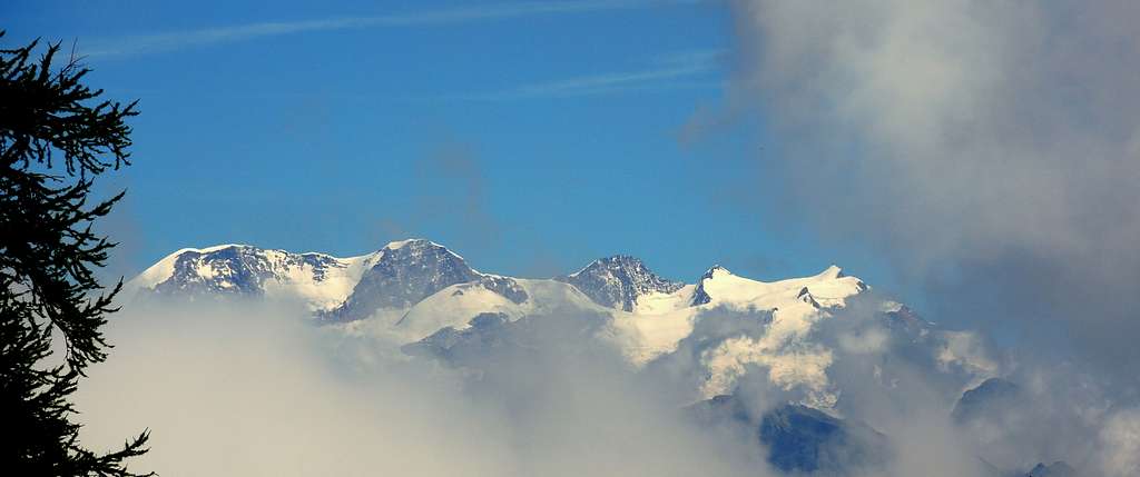Monte Rosa group seen from Refuge Barbustel