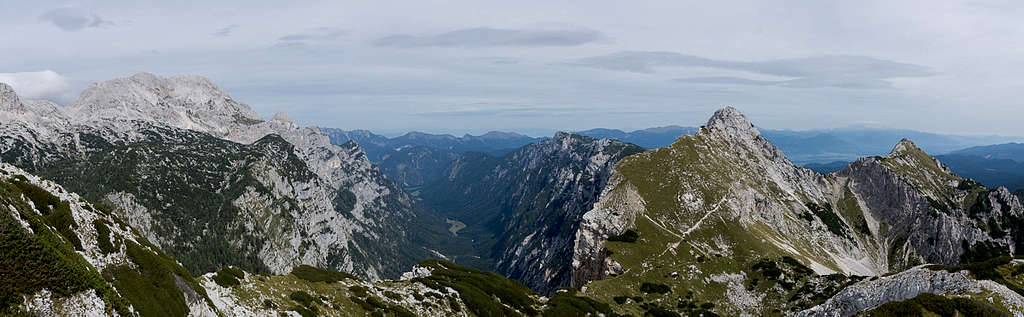 Krma Valley seen during the ascent to Veliki Draški Vrh