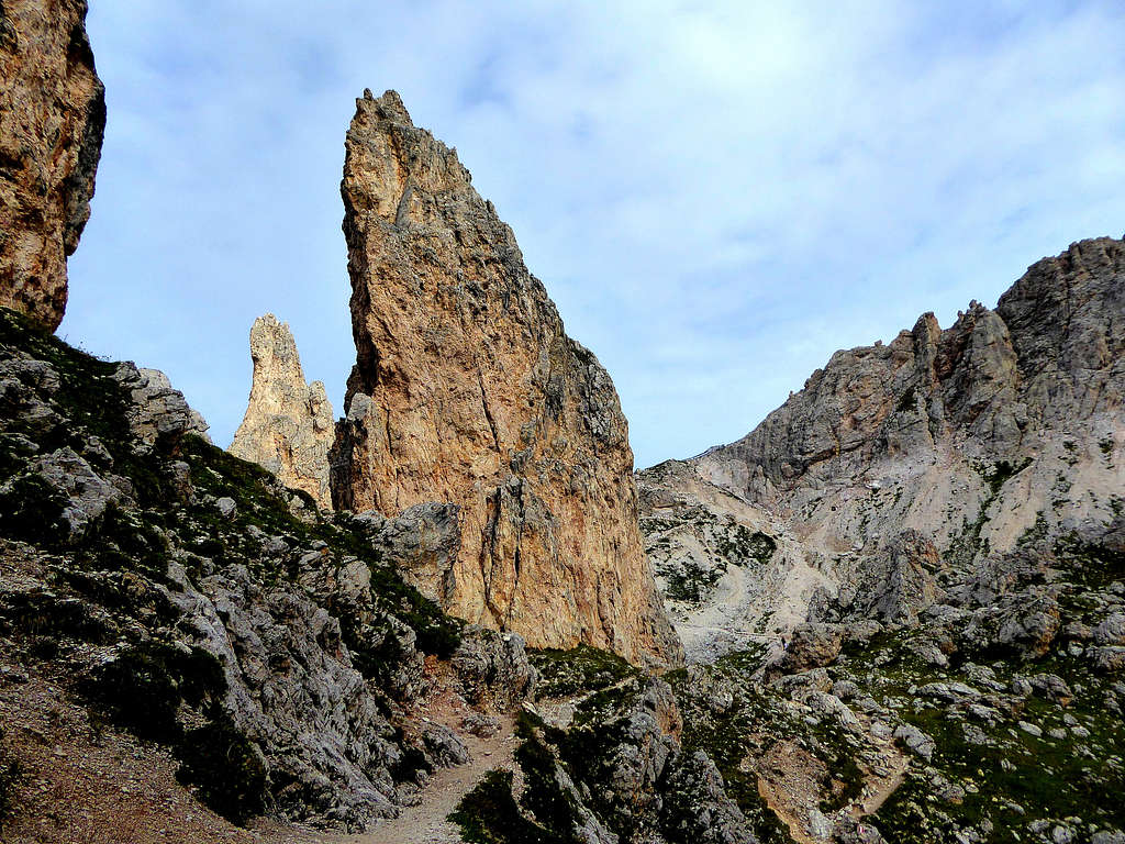 Bizarre pinnacle on the route to Sass de Ciampac