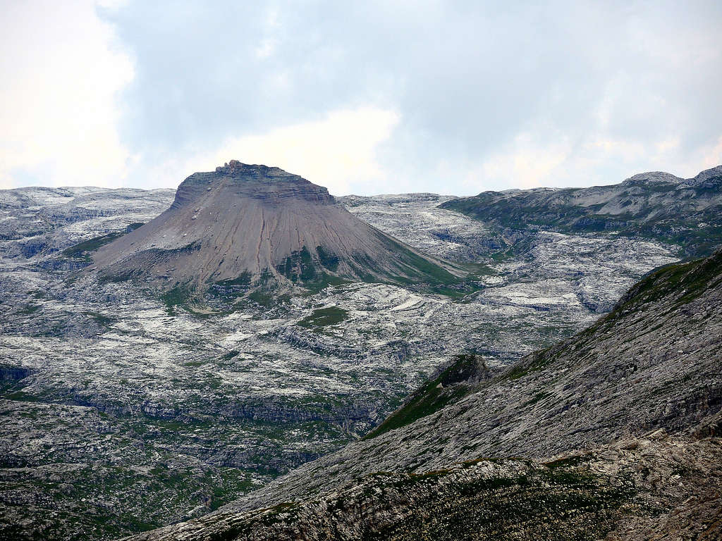 Puez plateau moon landscape seen from Sass de Ciampac