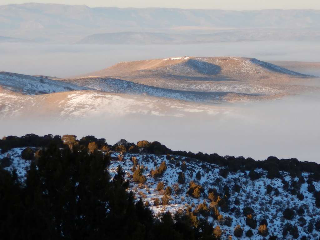 View from Cedar Mountain with fog in the lower valleys