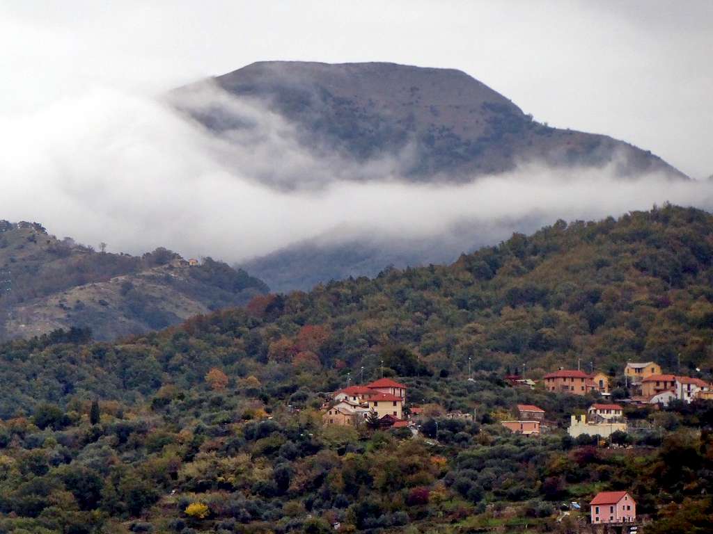 Monte Alpesisa from Val Bisagno in a cloudy day