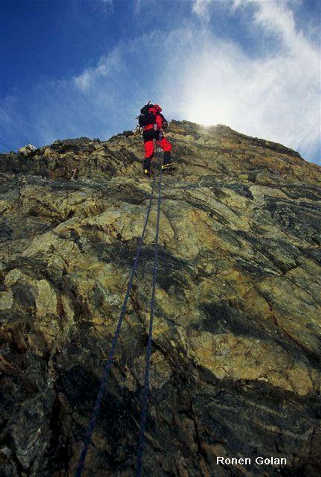 Abseiling the pyramid summit....