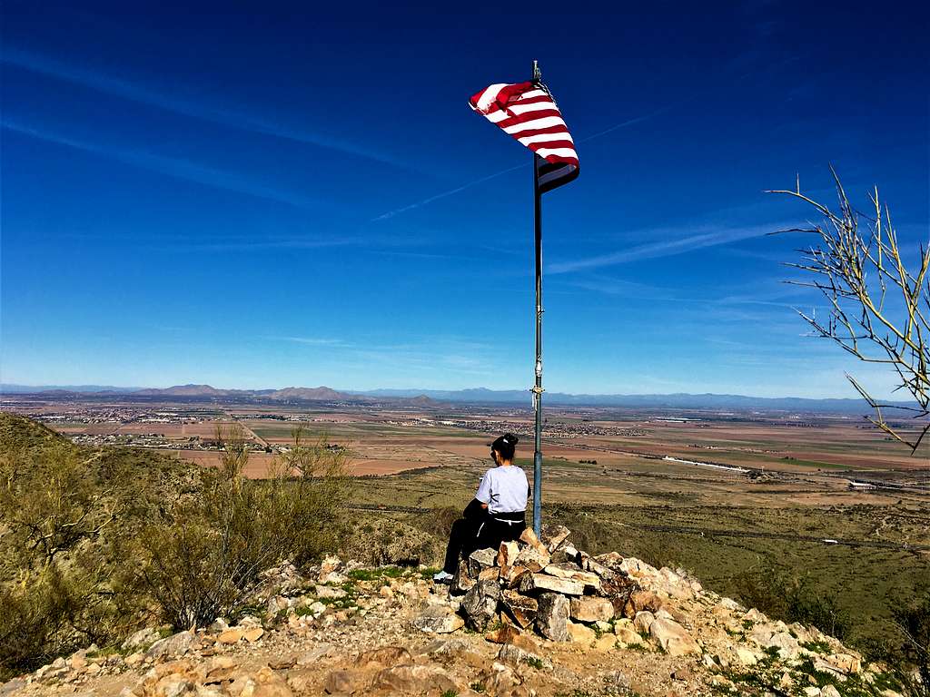 American flag at the summit