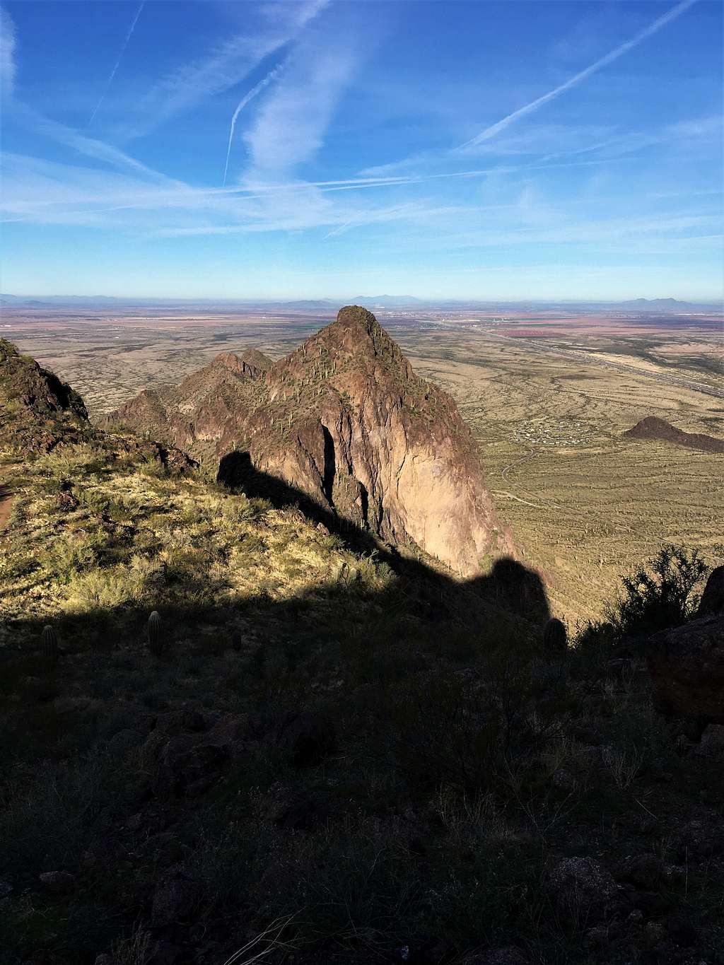 View down to Razorback Ridge from high up on Picacho Peak