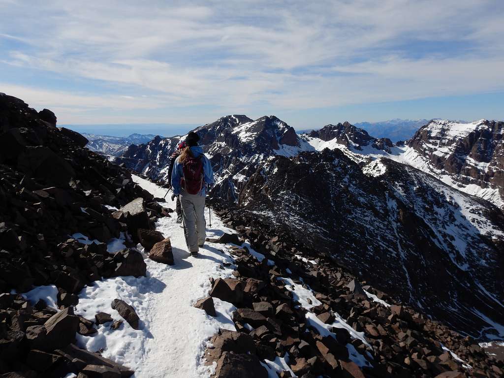 Descending from the summit of Toubkal