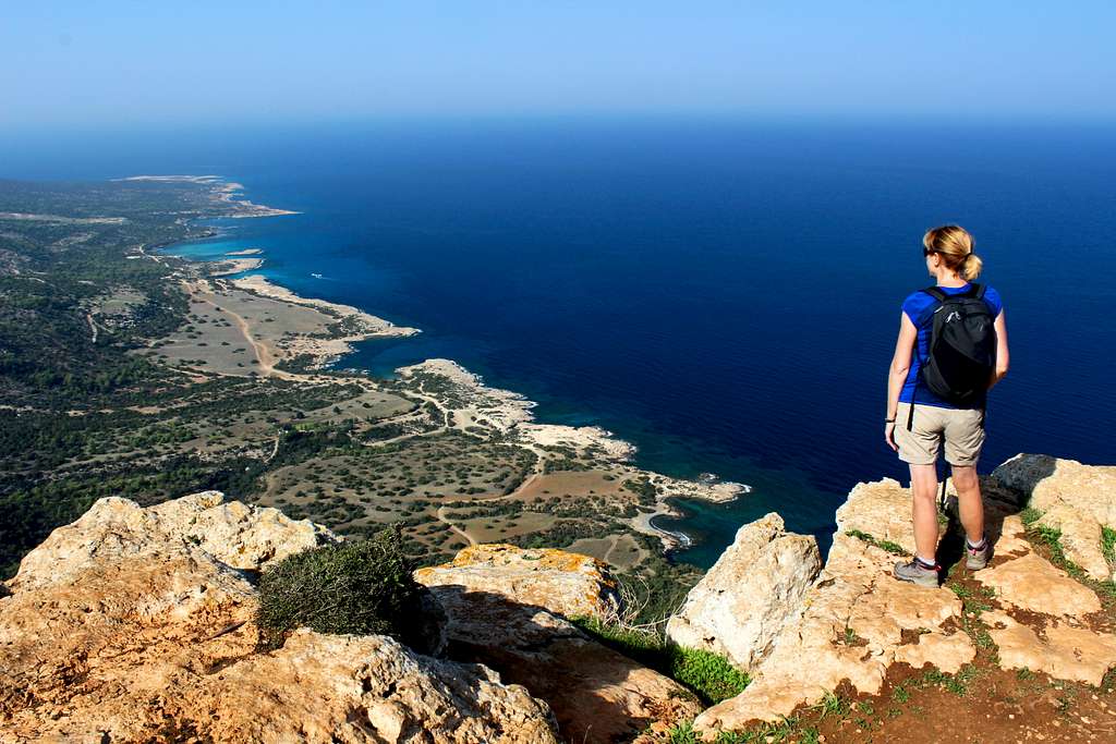 Blue Mediterranean views. Summit of Moutti tis Sotiras (370m)
