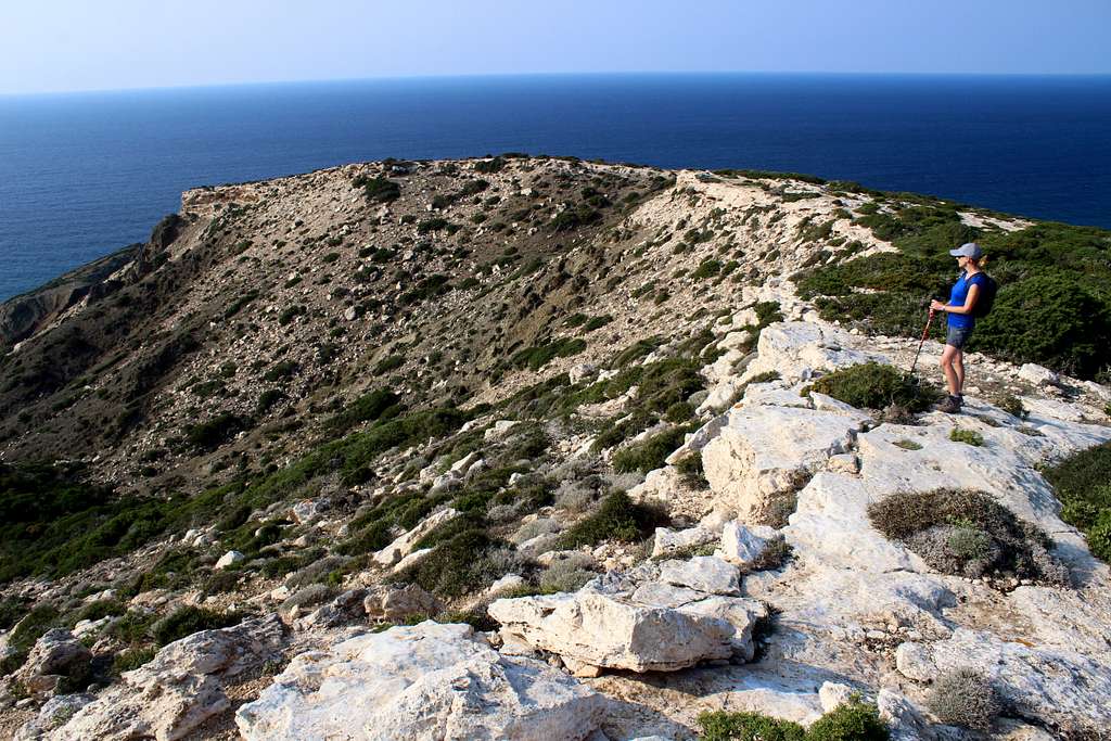 Blue Mediterranean views. Cape Arnaoutis, looking west.