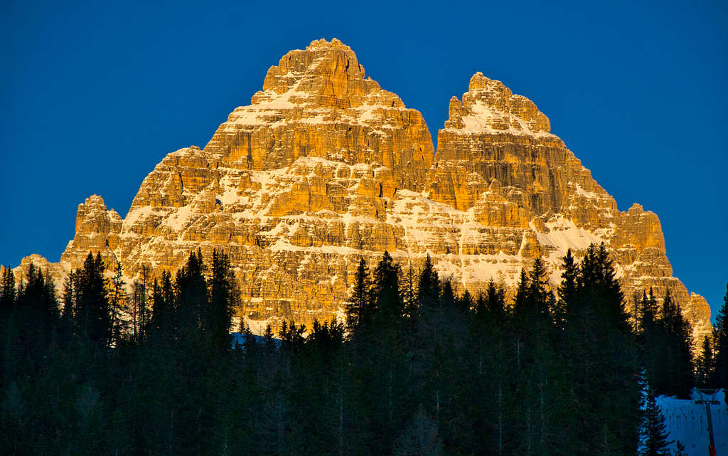 Cima Ovest and Cima Grande in evening light