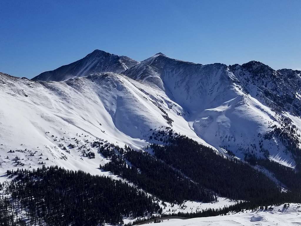 Grizzly Peak (left), Torreys Peak (center) as viewed from Peak 12585