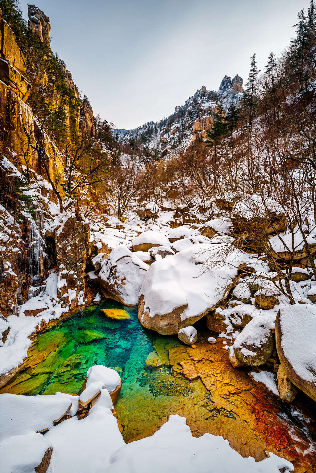 Teal Blue waters of Seoraksan National Park Mountain Streams