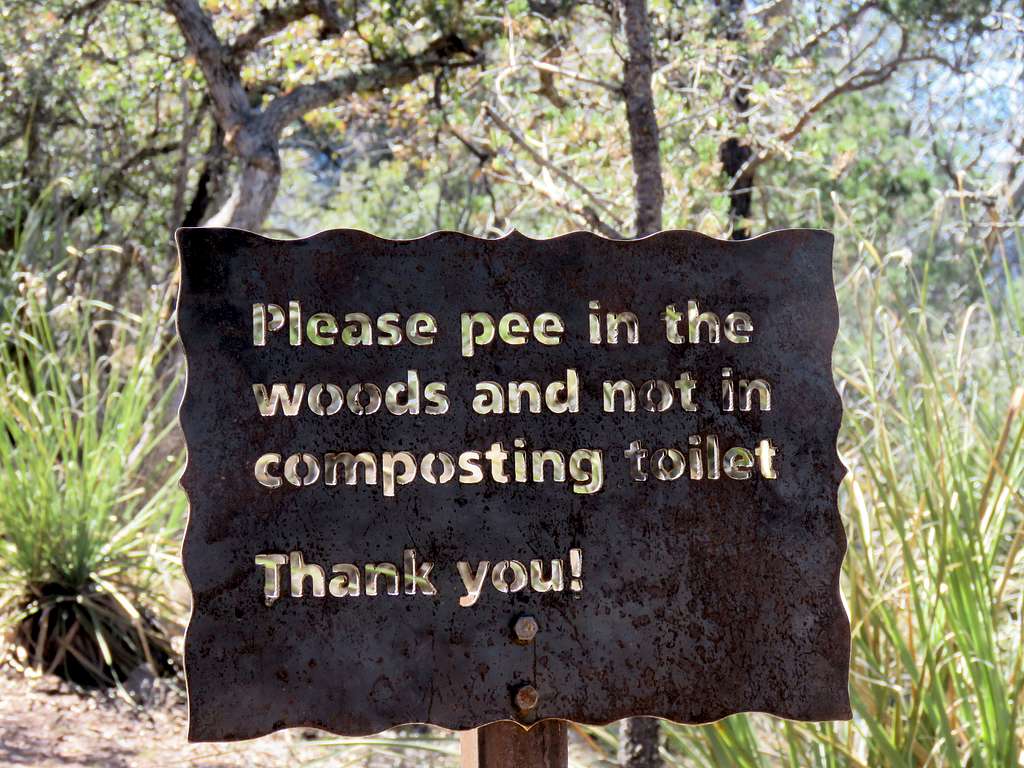 Sign at composting toilets
