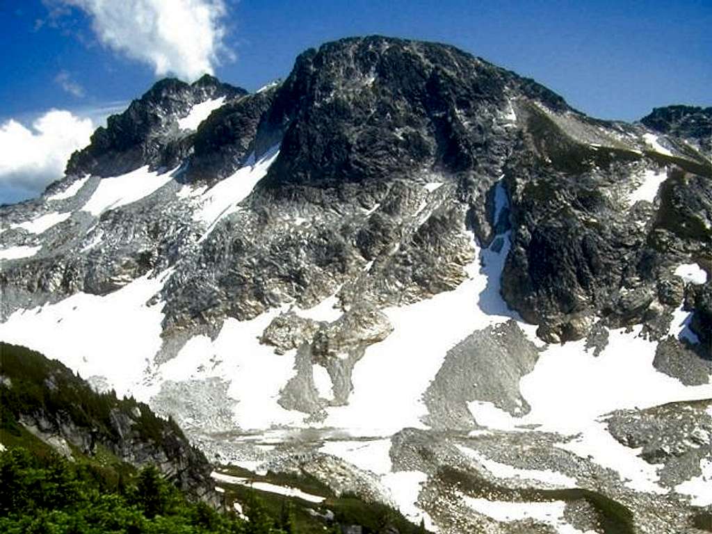 Mt. Berge is the pointy peak...