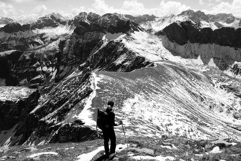 Wosterspitze view. Black and white version.