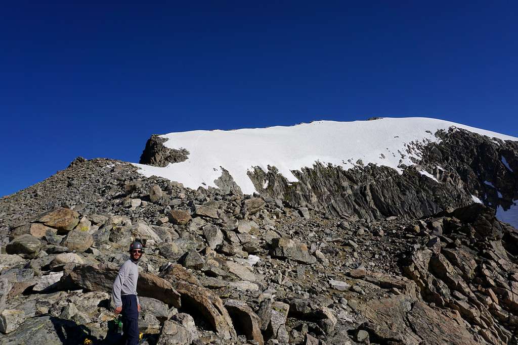 With the summit ridge of Gannett Peak in view on July 17, 2020