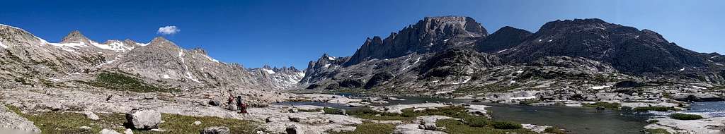 Pano image of the Titcomb Basin in the Wind River Range, July 2020