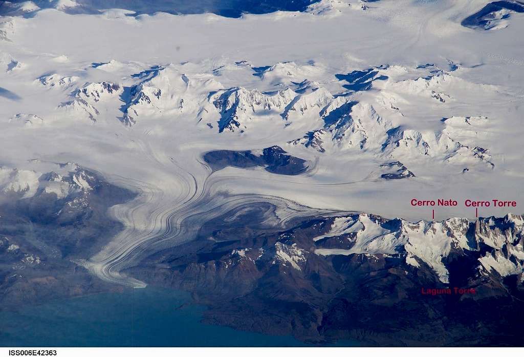 Cerro Ñato seen from from Satellite