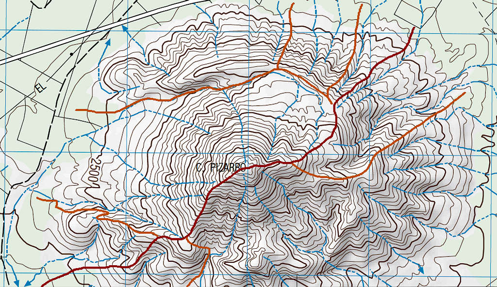 Cerro Pizarro topographic map + trails