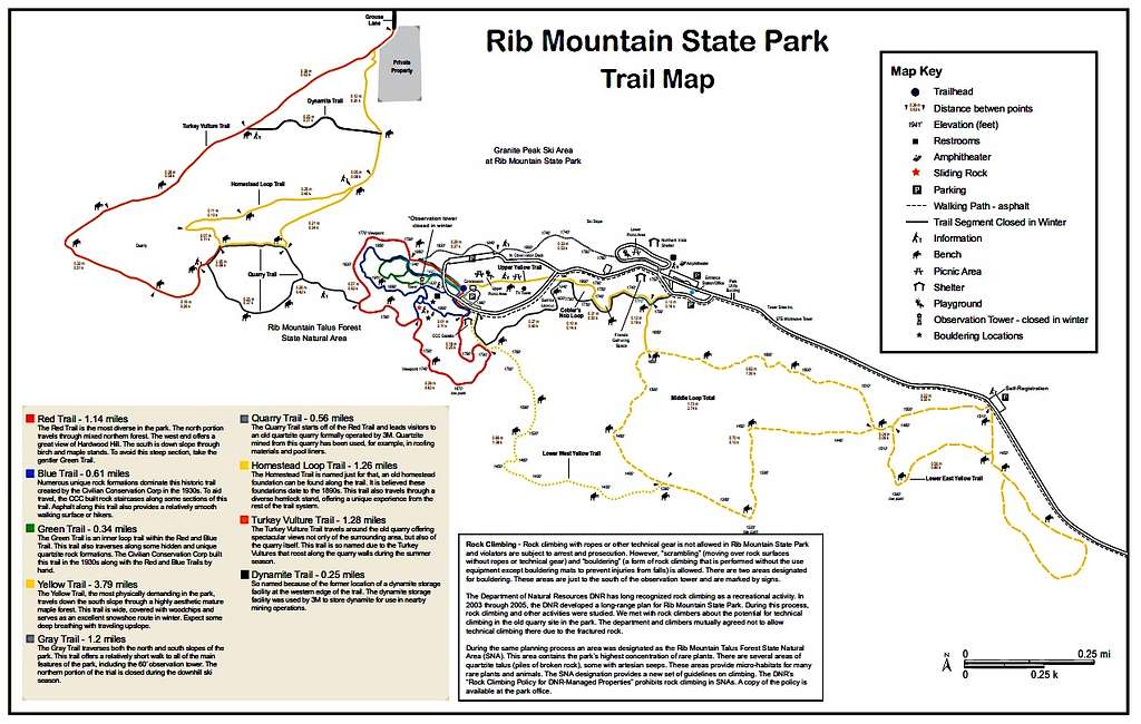 Rib Mountain Trails Map & Guide, courtesy Wisconsin DNR
