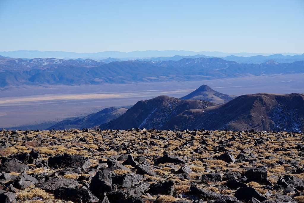 Looking southeast toward the Monitor Range from Mt. Jefferson north summit in Nevada; late Nov. 2020