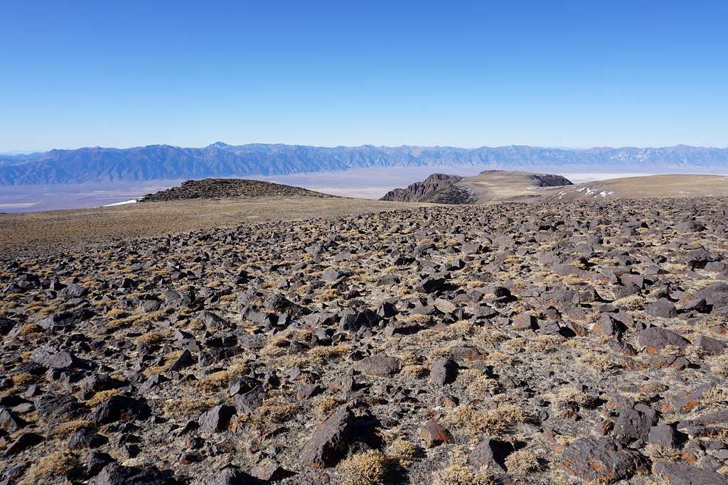 Looking northwest toward the Toiyabe Range from Nevada's Mt. Jefferson. Arc Dome is the highest peak in the picture and of the Toiyabe Range. Late Nov. 2020