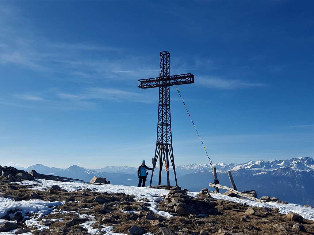 The huge summit cross on Dosso di Costalta