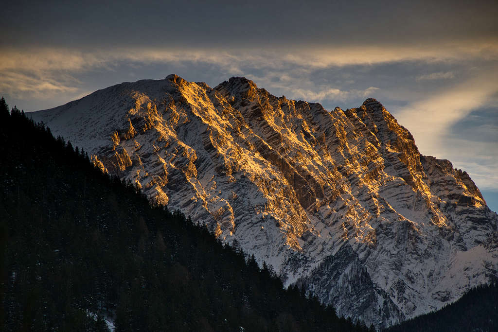 The west face of the Watzmann in evening gold