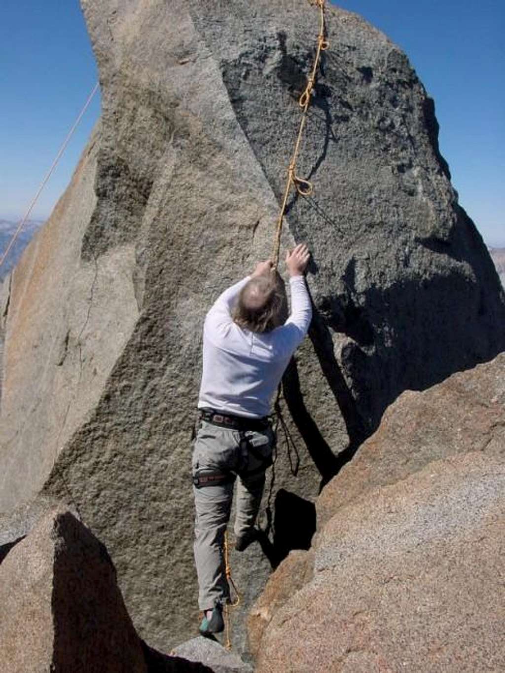 The climber uses loops in the...